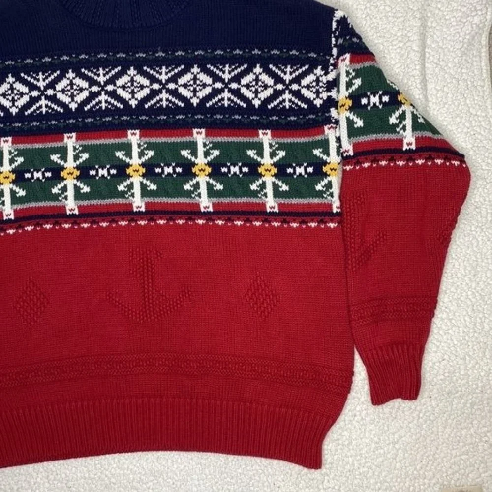 Vintage Nautica Snowflake Mock Neck Sweater: Size Large